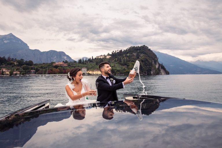 brindisi del vino matrimonio sul lago
