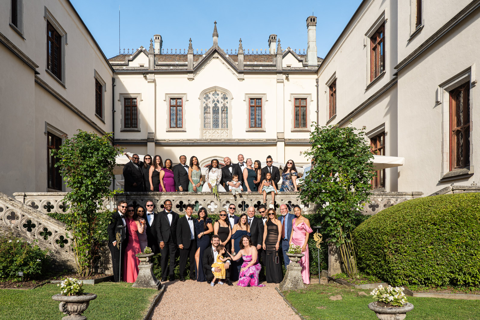 Destination wedding at Castello dal Pozzo overviewing Lake Maggiore in Italy
